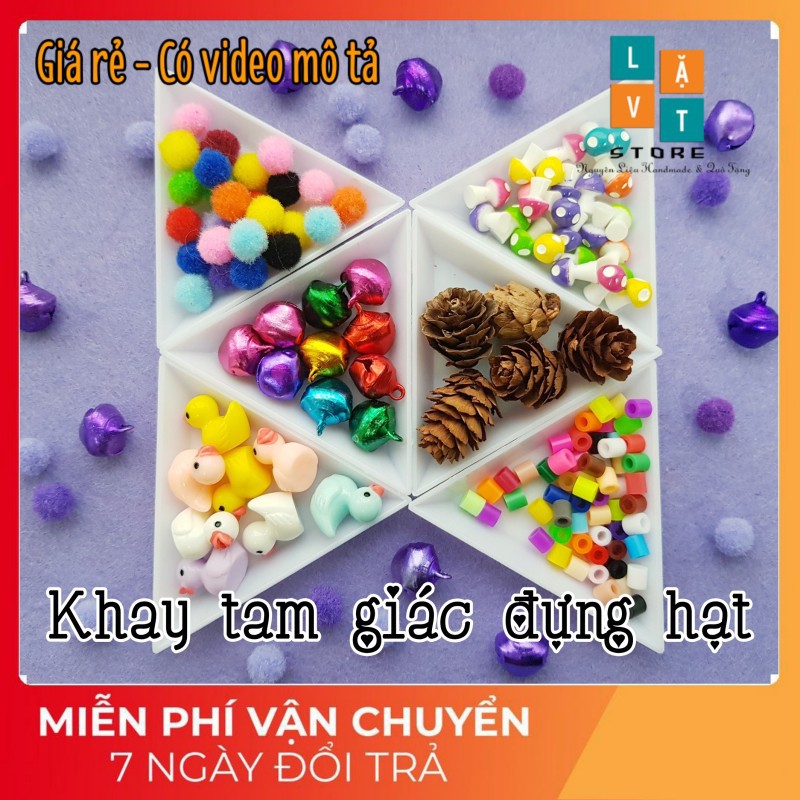 Khay nhựa dẻo 7,4 cm đựng hạt Perler Beads, hột Cườm, Phụ kiện làm Nail