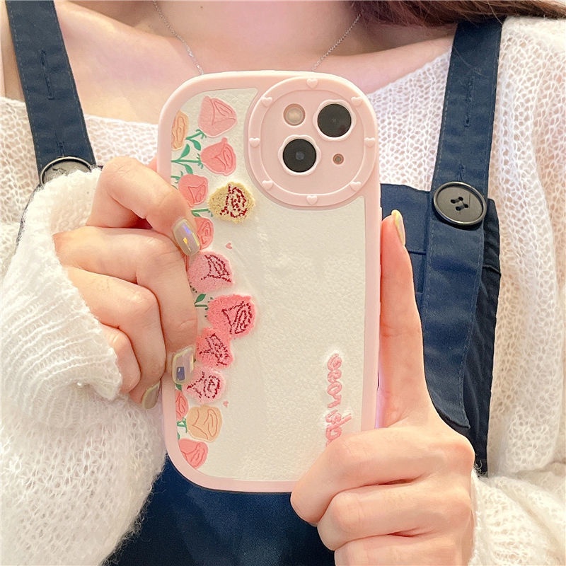 Ốp Điện Thoại Thêu Hình Hoa Tulip Cho iphone 12 13 11 Pro Max X Xs Max Xr Yih8