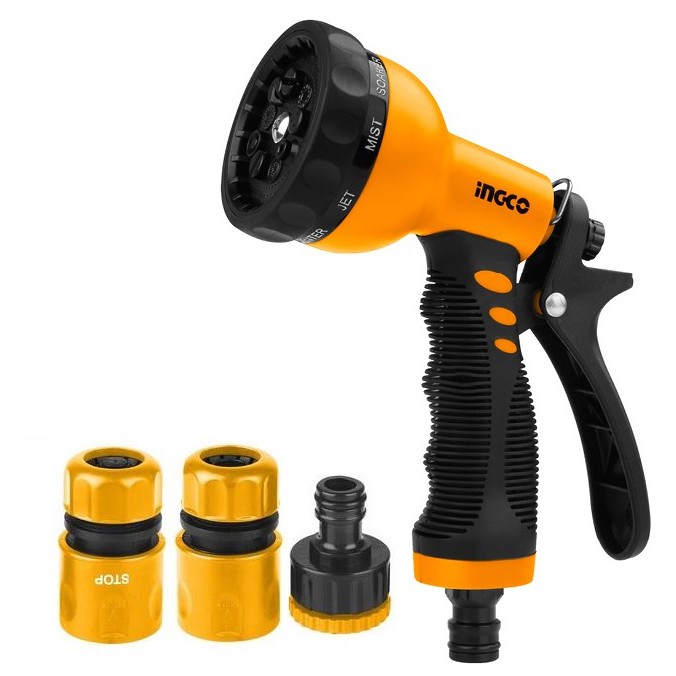 Bộ khớp nối ống vòi phun xịt nước rữa tưới cây 8 tia đa năng INGCO HWSG092 HHCS03122