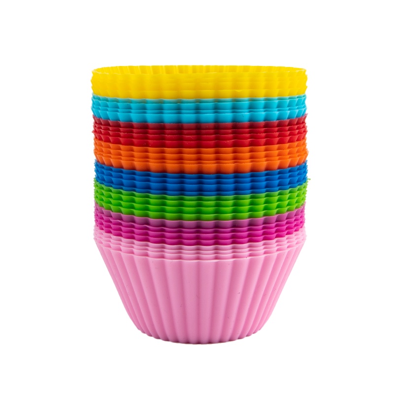 Bộ 4 Khuôn Silicon Làm Bánh Cupcake Hình Tròn Tiện Dụng