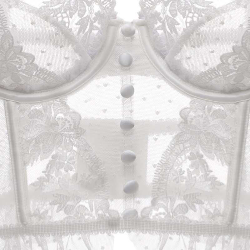 DUNEA Áo Lót Ren Siêu Mỏng Thêu Họa Tiết Xương Cá Phối Gọng Thép Cho Nữ