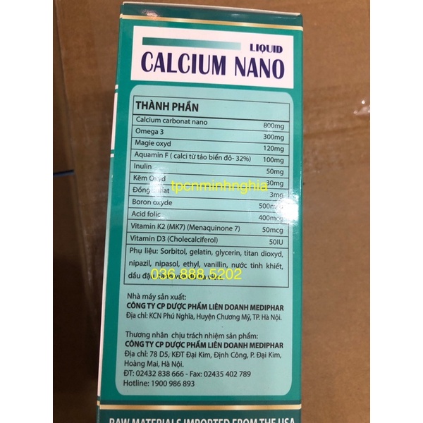 Viên uống bổ sung canxi Liquid Calcium Nano giúp chắc khỏe xương, giảm loãng xương - Lọ 100 viên