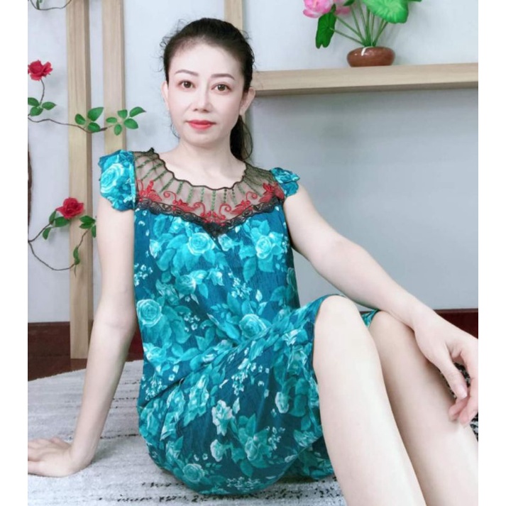 Bộ tole lửng nữ mặc nhà phối ren cổ siêu sang Hàng bao đẹp.