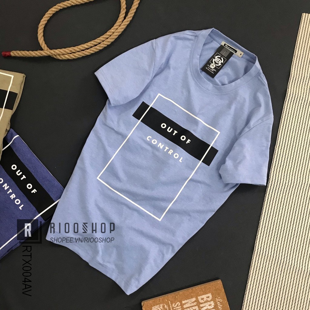 Áo thun nam cổ tròn cotton hoạ tiết khung chữ cực đẹp RTX004AV - áo phông nam tay ngắn Riooshop | BigBuy360 - bigbuy360.vn