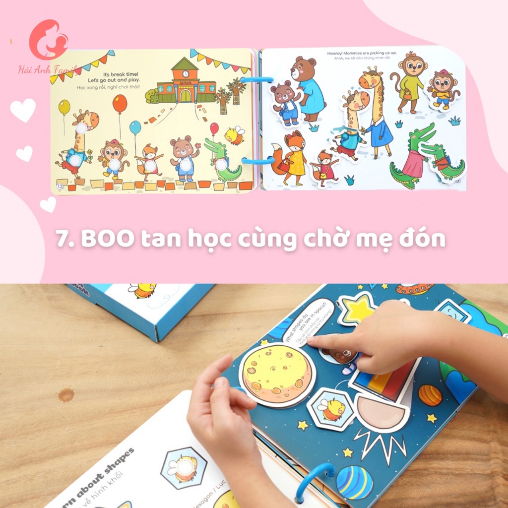 Học liệu bóc dán Busy Book cho bé vừa học vừa chơi  nhiều chủ đề đa dạng, song ngữ Anh Việt Lalala Baby
