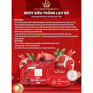 Body siêu trắng lựu đỏ Duly
