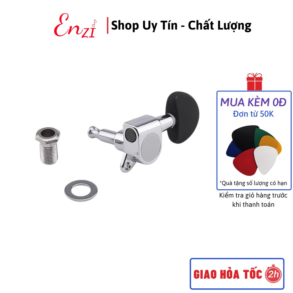 Bộ khóa đàn guitar acoustic đúc đặc khóa vặn màu đen cao cấp chất liệu niken chống rỉ Enzi