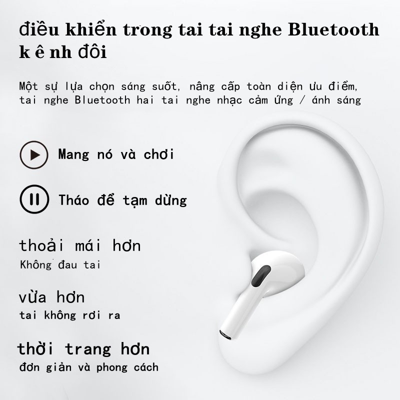 Tai Nghe Bluetooth Không dây Pro4 Inpods mô phỏng Airpod dùng cho iphone android có mic chống ồn chất lượng cao