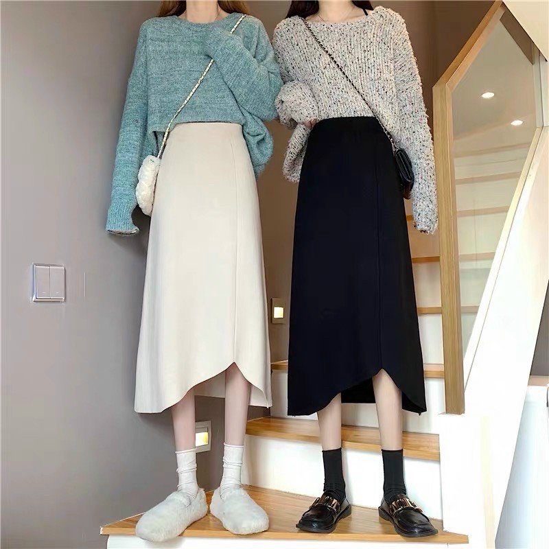 Chân váy dài ullzang , chân váy midi dáng A ,gấu cách điệu | BigBuy360 - bigbuy360.vn