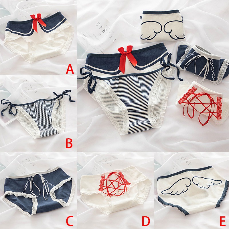 Quần lót cotton lưng vừa phối màu thời trang cho nữ