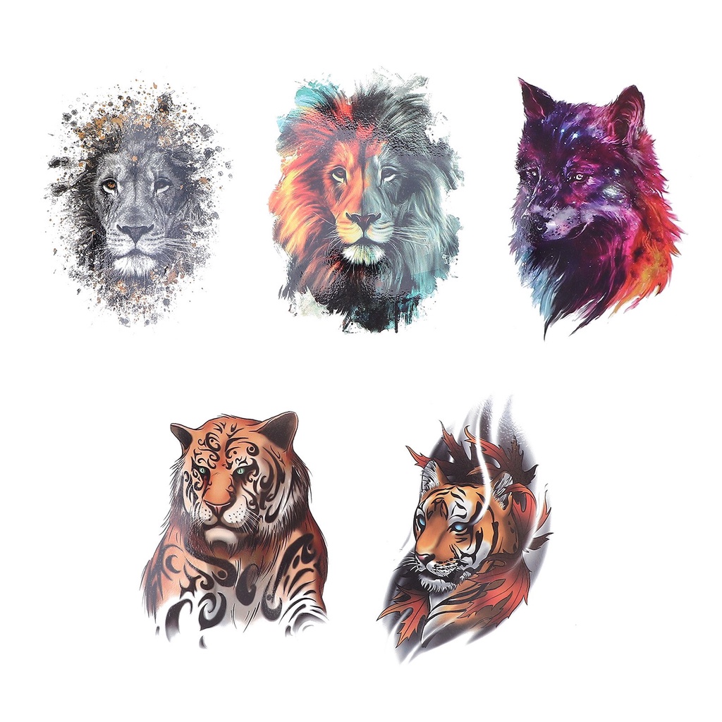 Lithium067 5Pcs Half Arm Temporary Tattoo Sticker Waterproof Long Lasting Stickers for Men Hình xăm dán họa tiết động vật