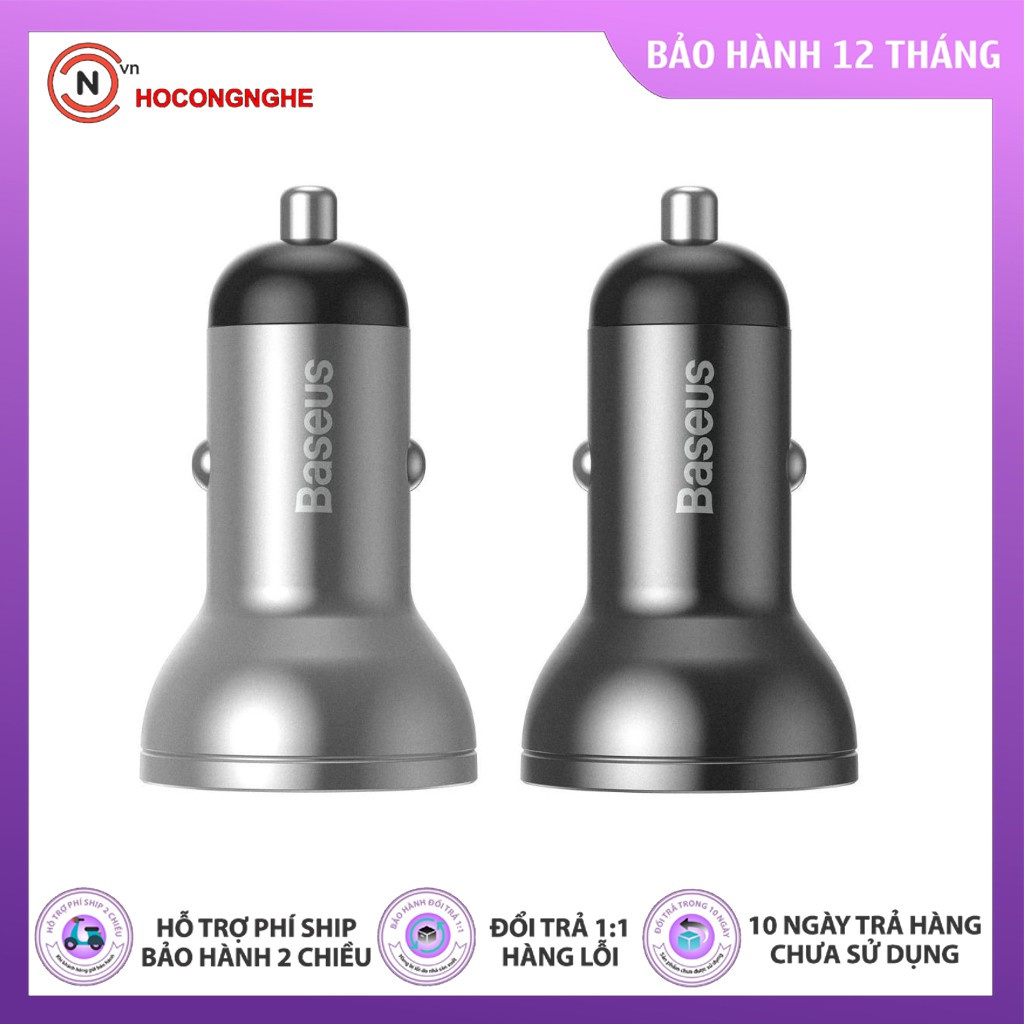 CHÍNH HÃNGSạc xe hơi Baseus Digital Display Dual USB 4.8A Car Charger 24W CCBX-0G/0S BẢO HÀNH ĐỔI MỚI