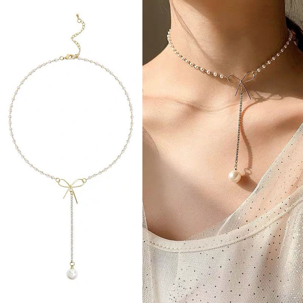 Vòng cổ nữ mặt ngọc trai giả thời trang