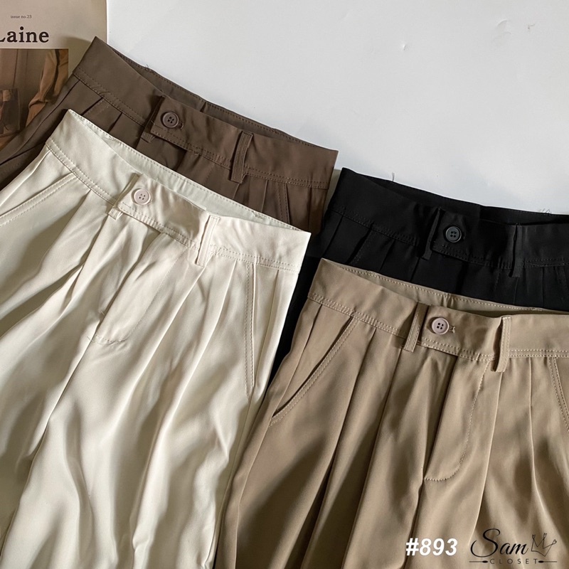 QUẦN ÂU ỐNG RỘNG DÁNG XUÔNG CẠP LỆCH PHONG CÁCH HÀN CHẤT LỤA ĐẸP KHÔNG BÓNG MẶC MÁT MS20891