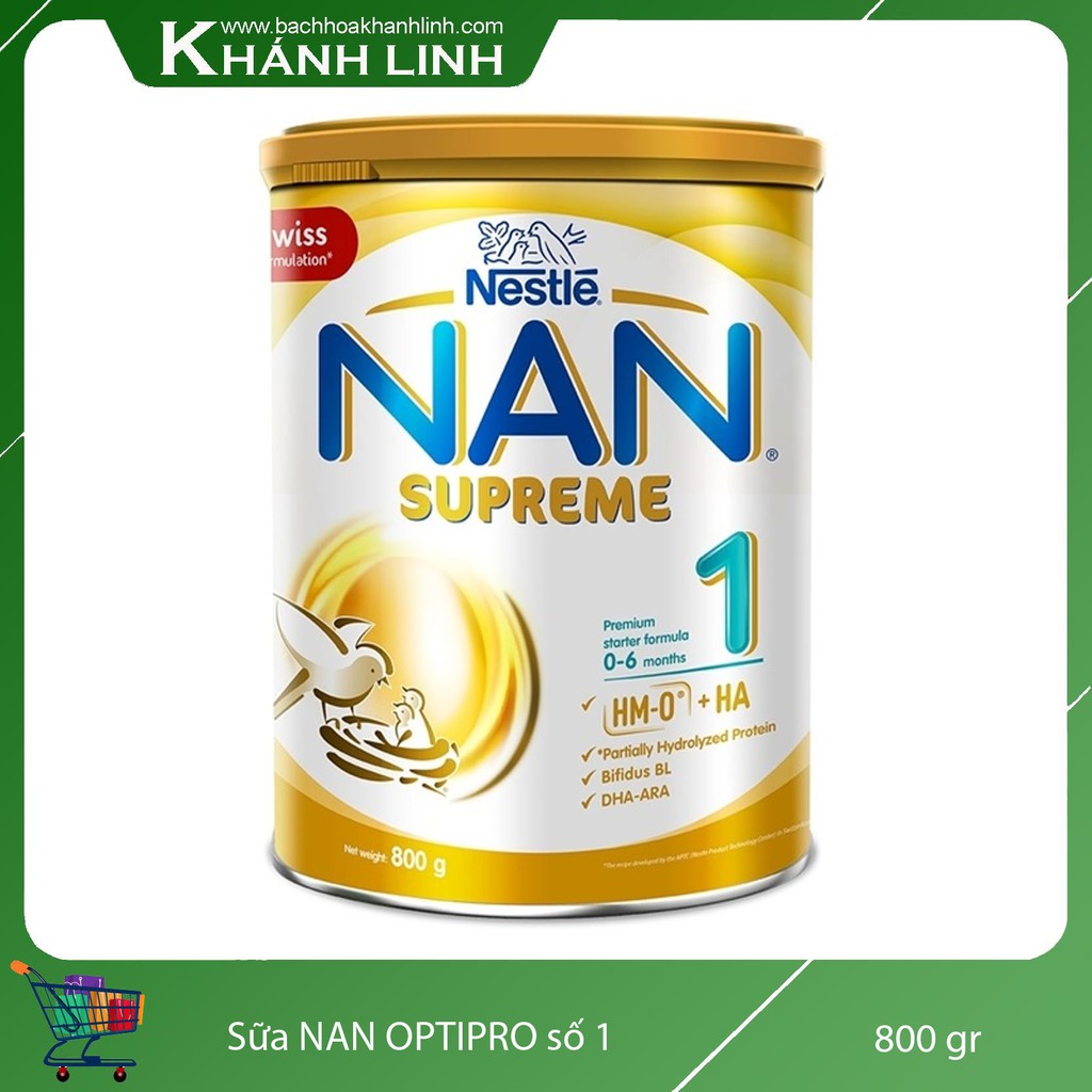 Sữa Nan Supreme 1 Cho Trẻ dị ứng đạm sữa bò 0-6 Tháng, 800g