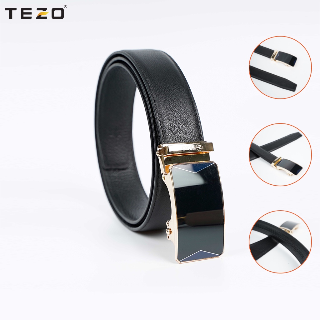 Thắt lưng nam TEZO, dây da nam công sở được làm từn 100% da bò cao cấp mặt vuông kim loại 469