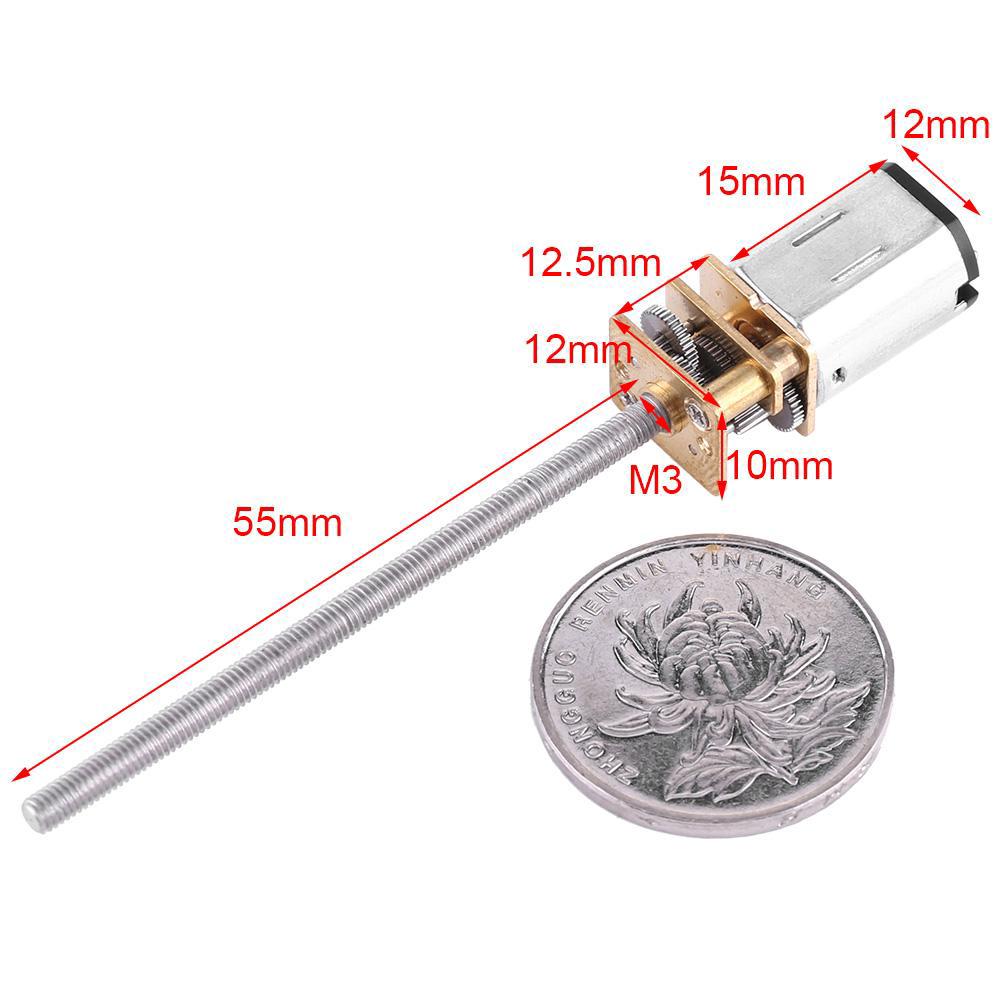 Mô tơ bánh răng dc 6v có trục ren vít m3x55mm dài tốc độ 30rpm~500rpm