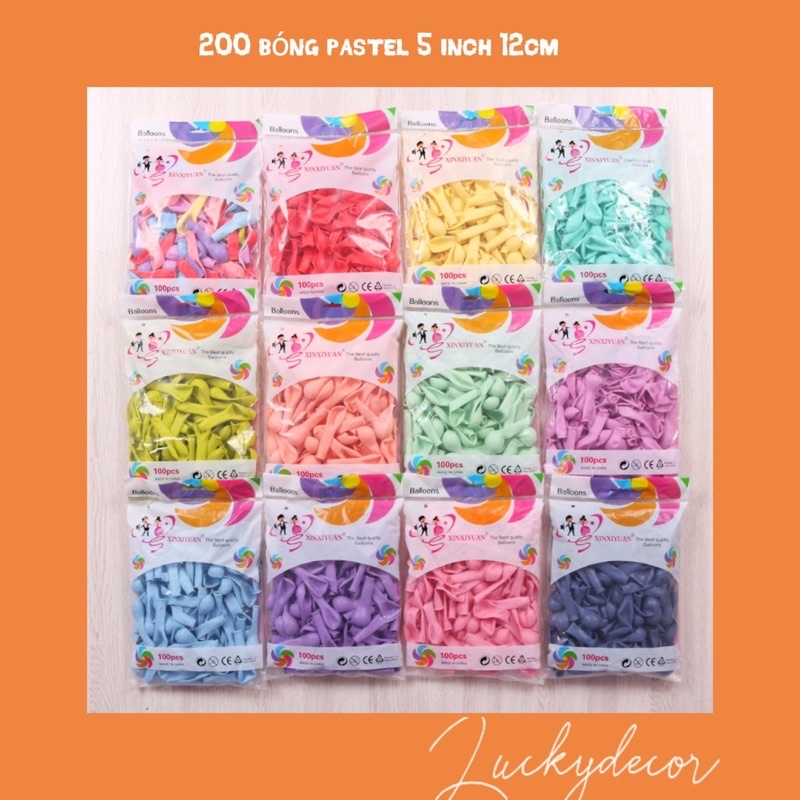 Combo 200 xác bóng bay pastel 5 inch 12cm đầy đủ các màu PT01