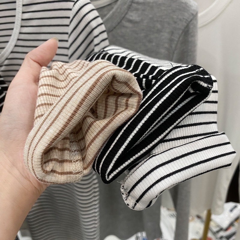 Áo Thun Kẻ Sọc Cổ Chữ v Phong Cách Hàn Quốc Thời Trang Mùa Thu Dành Cho Nữ 54921