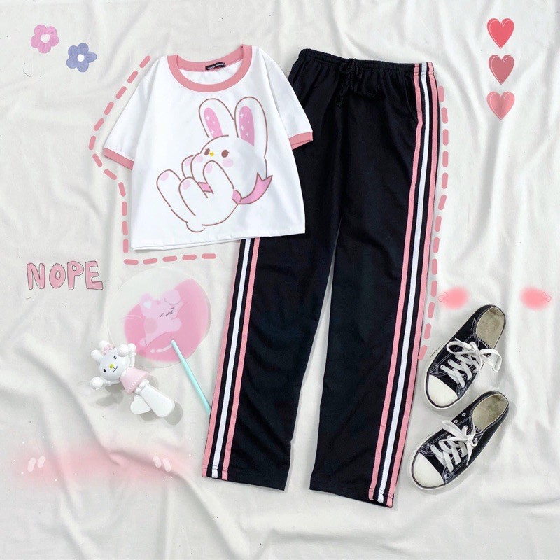 Set Thể Thao Quần Line Croptop Viền Hình Xinh Xắn Ảnh Thật