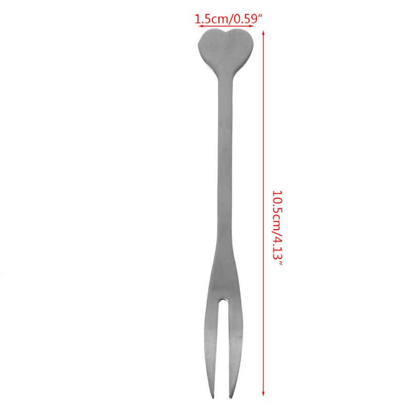 Nĩa Inox Mini 2 Đầu Hình Trái Tim Tiện Dụng Cho Nhà Bếp