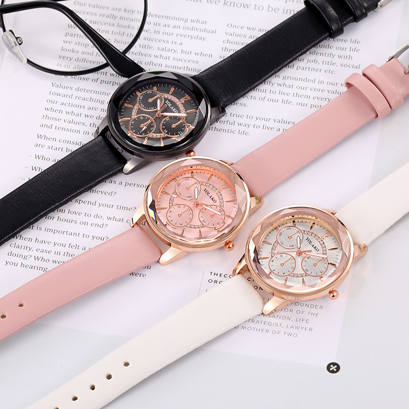 ZOLFA Elegant Pink Womens Quartz Wristwatch Analog Clock Fashion Luxury Rhinestones Ladies Leather Watches Wrist Exquisite Accessories Đồng hồ nữ