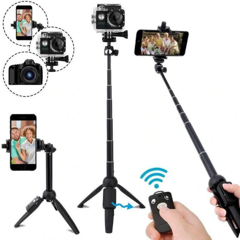 Gậy chụp hình kiêm tripod Yunteng YT-9928 có Remote Bluetooth - Pin rời CR2032 (Đen)