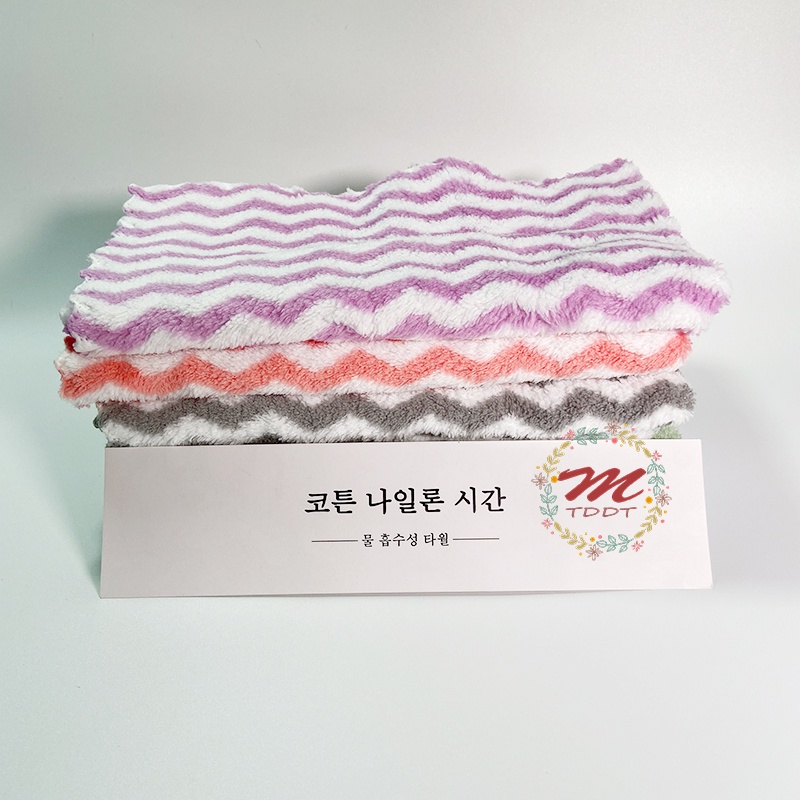 Khăn Lông Cừu Hàn Quốc Lượn Sóng Siêu Mềm Mịn Size 30x50 Họa Tiết  Kẻ Sọc Xinh Xắn - MTDDT