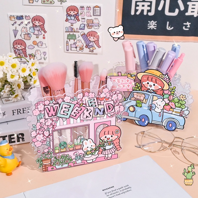 Hộp Đựng Bút Bằng Acrylic Để Bàn Tiện Dụng Cho Học Sinh