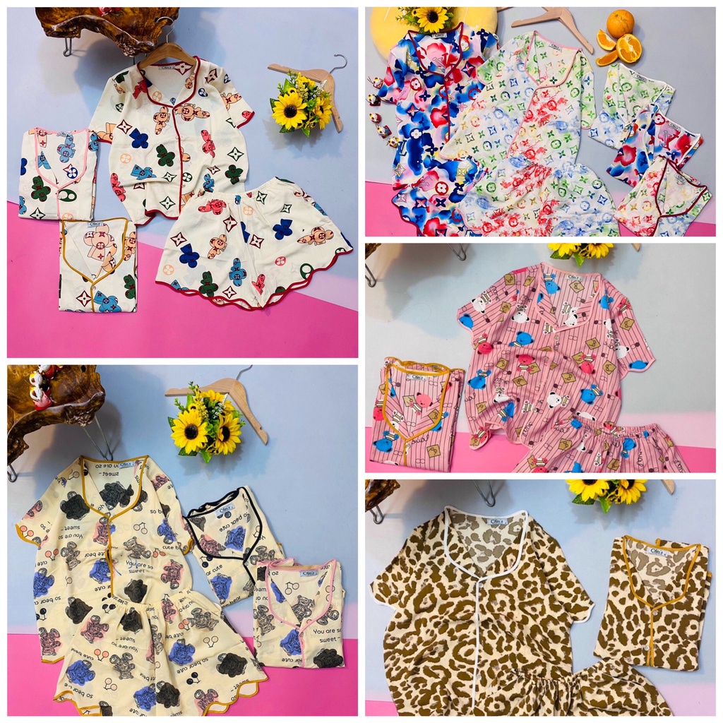 Đồ Ngủ Pijama Lụa Satin Tay Ngắn ( cộc ) Pizama Quần sooc ( đùi) Mềm Mịn, Sang Chảnh diện đi chơi, mặc nhà cho nàng