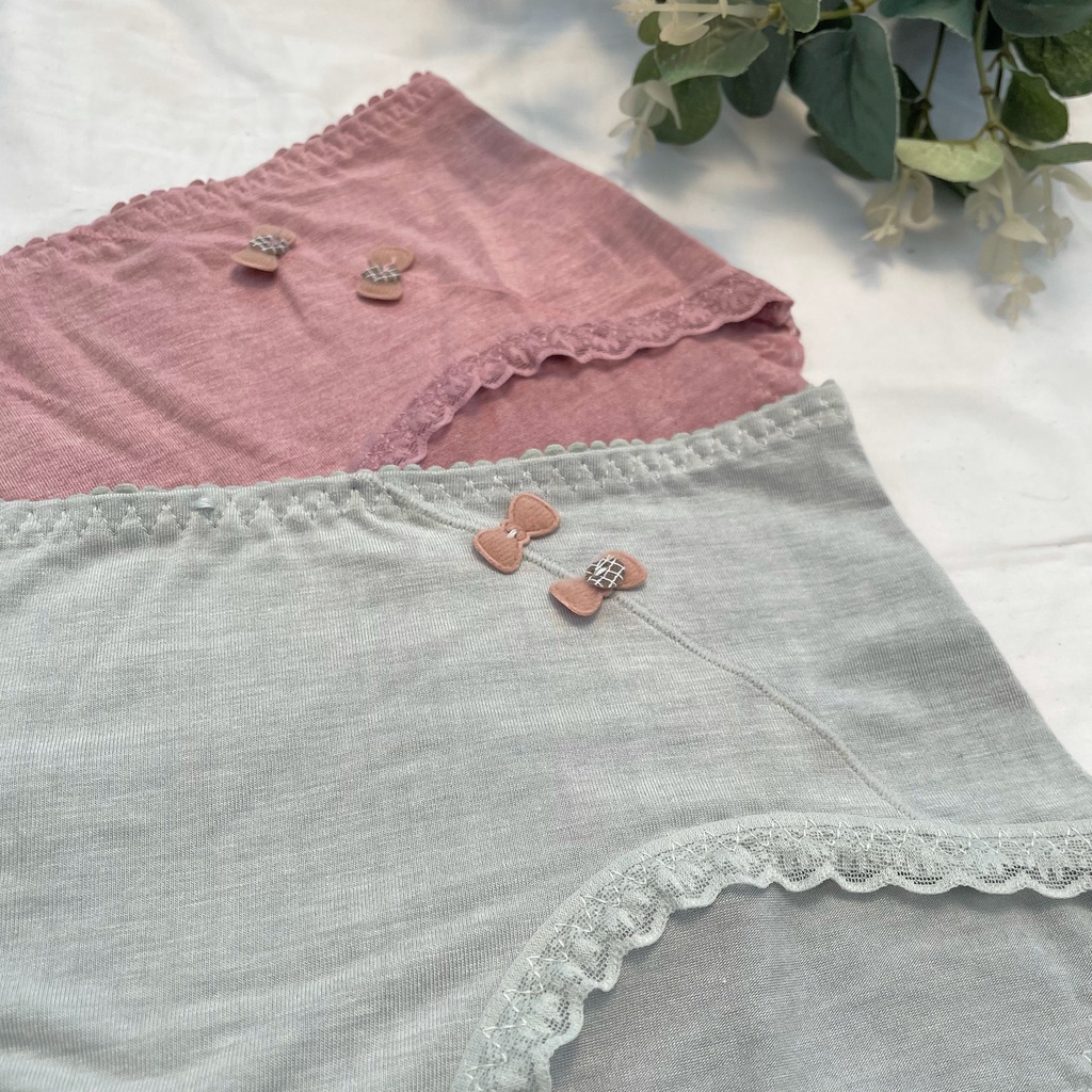 Quần lót nữ cotton kháng khuẩn , quần lót phối ren nơ dễ thương mông 96 cm 561