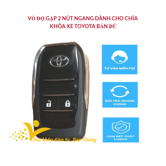 Vỏ chìa khóa 2 nút  xe toyota vios đời trước 2014, yaris 2006-2013, inova 2012