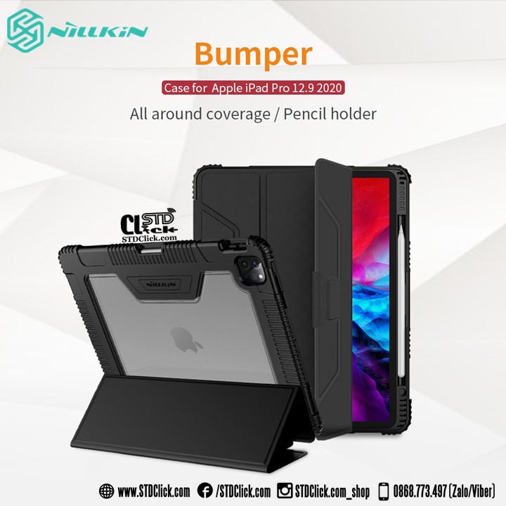 [Mã SKAMA07 giảm 8% đơn 250k]BAO DA IPAD PRO 12.9 2020 NILLKIN BUMPER CHỐNG SỐC CHÍNH HÃNG [NEW SALEOFF]
