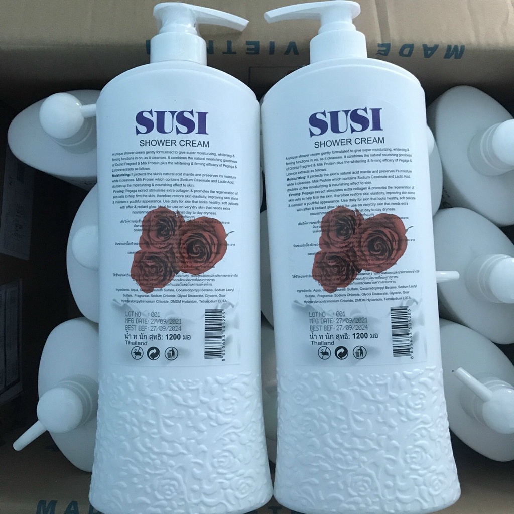 Chai 1200ml sữa tắm hoa hồng SUSI trắng da dưỡng ẩm cao cấp