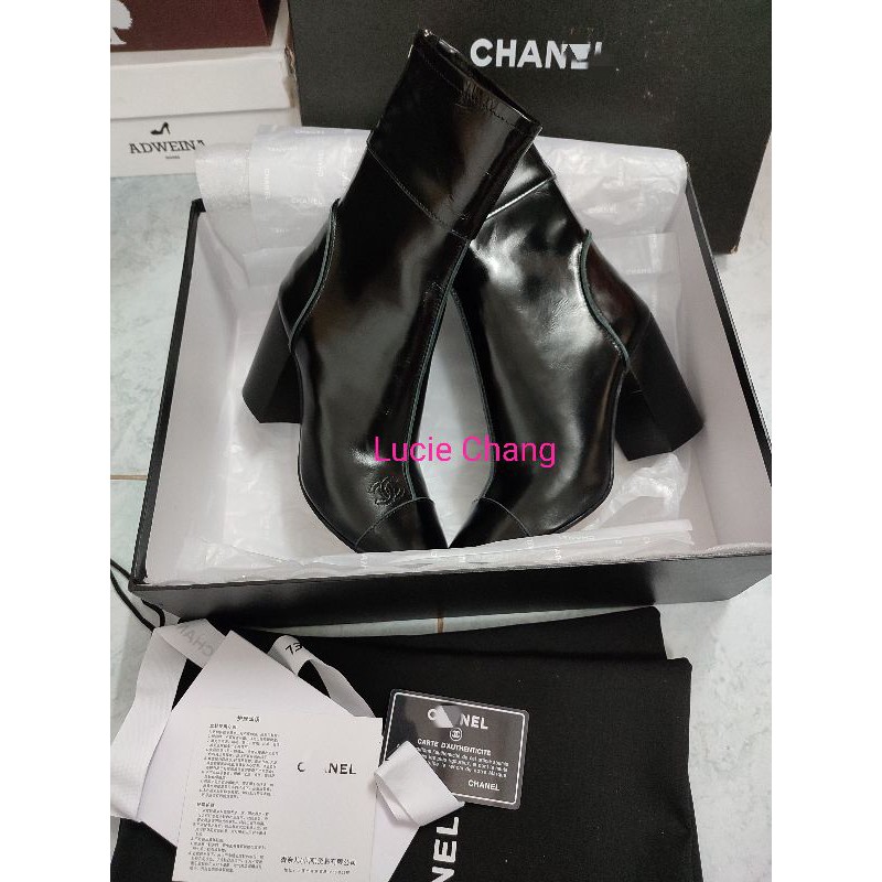 Boots da thật Chanell hàng siu cấp cực đẹp đen trắng