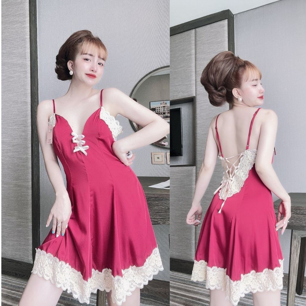 Váy ngủ sexy ❣️FREE SHIP❣️ Đầm ngủ sexy lụa Latin Chất Siêu Mát Dáng Siêu Xinh &lt; 62kg