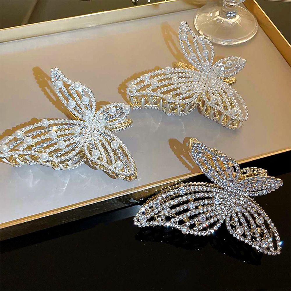 Kẹp Tóc Hình Bướm Phong Cách Goth Ngọt Ngào Cho Nữ|Người Giữ Đuôi Ngựa Hàn Quốc Ngọc Trai