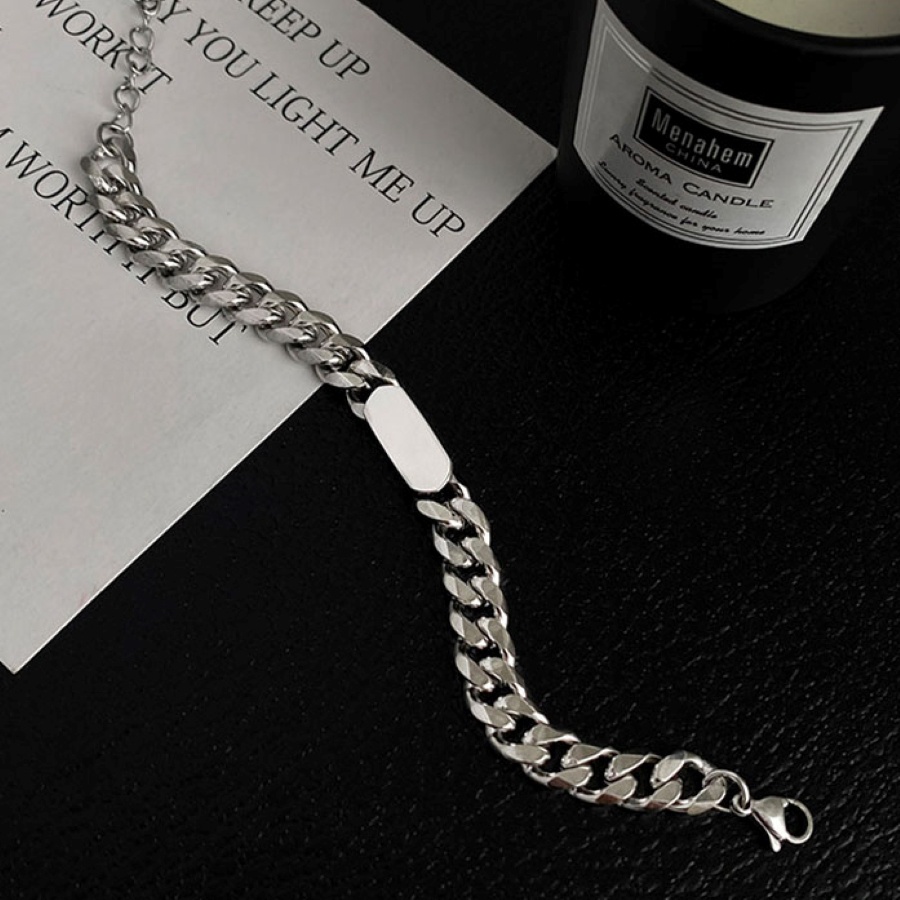 Vòng tay nam nữ, lắc tay unisex mạ bạc sáng bóng, phong cách thời trang hiphop cá tính