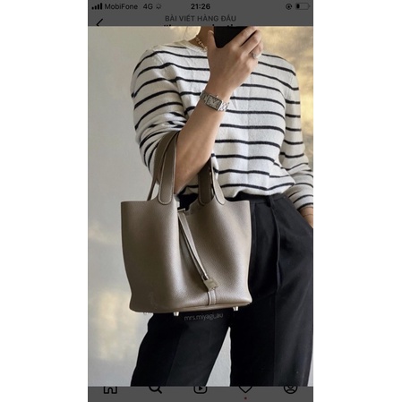 Túi H m picontin da bò size 25cm màu xám