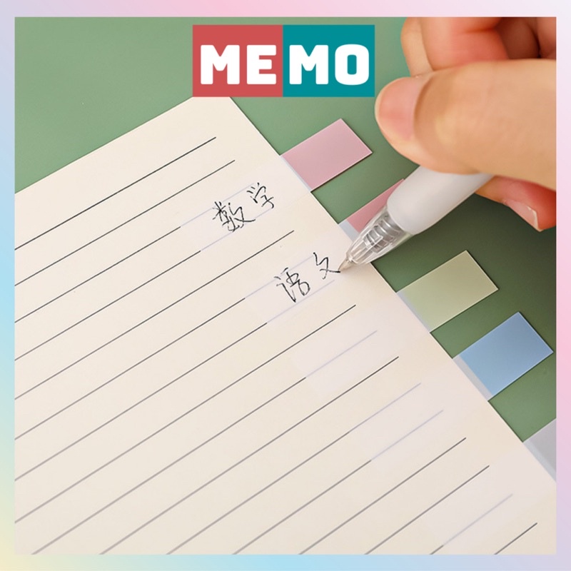 Giấy ghi chú, đánh dấu trang MEMO, bộ 200 giấy chặn trang kèm thước màu neon