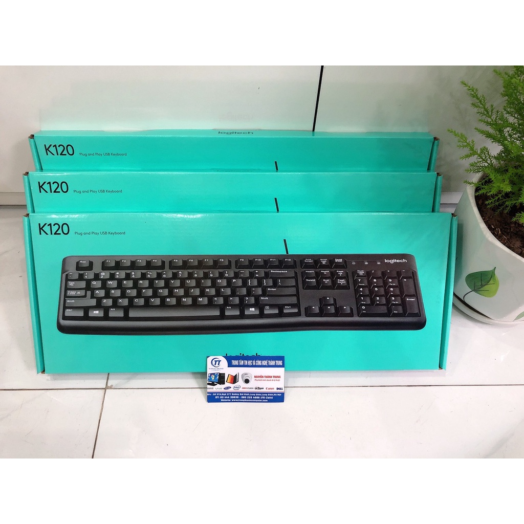 Combo Bộ Phím Chuột Logitech K120 + B100 có dây USB (Đen) - Bảo hành Chính hãng 36 Tháng