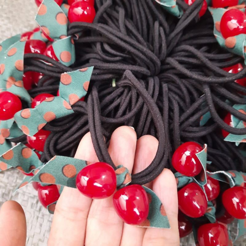 Dây cột tóc cherry đỏ xinh xắn thời trang Hàn Quốc