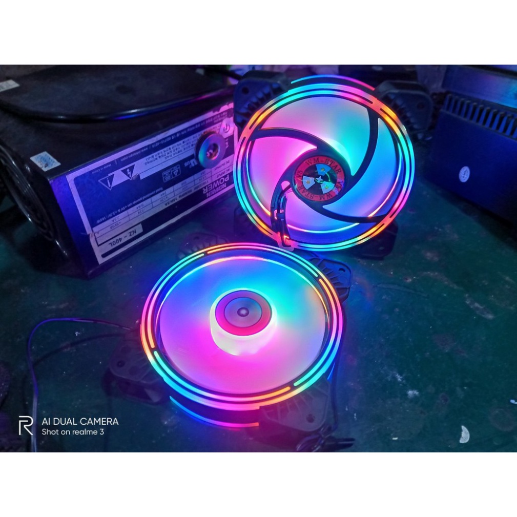 HOT -  Quạt tản nhiệt , PC RGB Led 12cm sáng viền ( fan ned đơb WM - star V5) - (cắm trực tiếp vào nguồn) | WebRaoVat - webraovat.net.vn