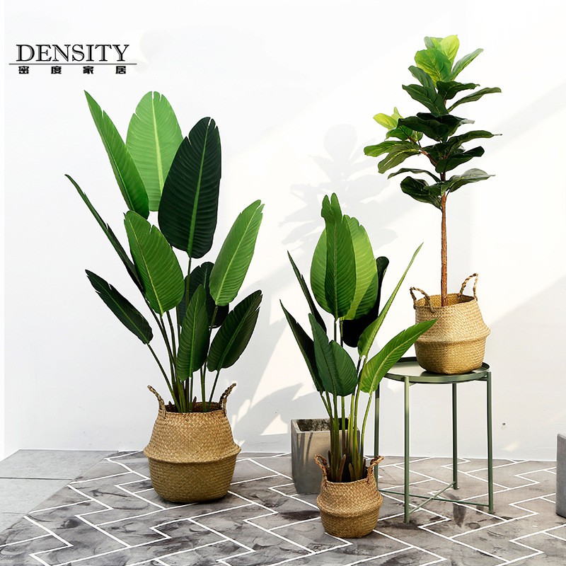 Giỏ cói Classic Decor trang trí trồng Cây giả