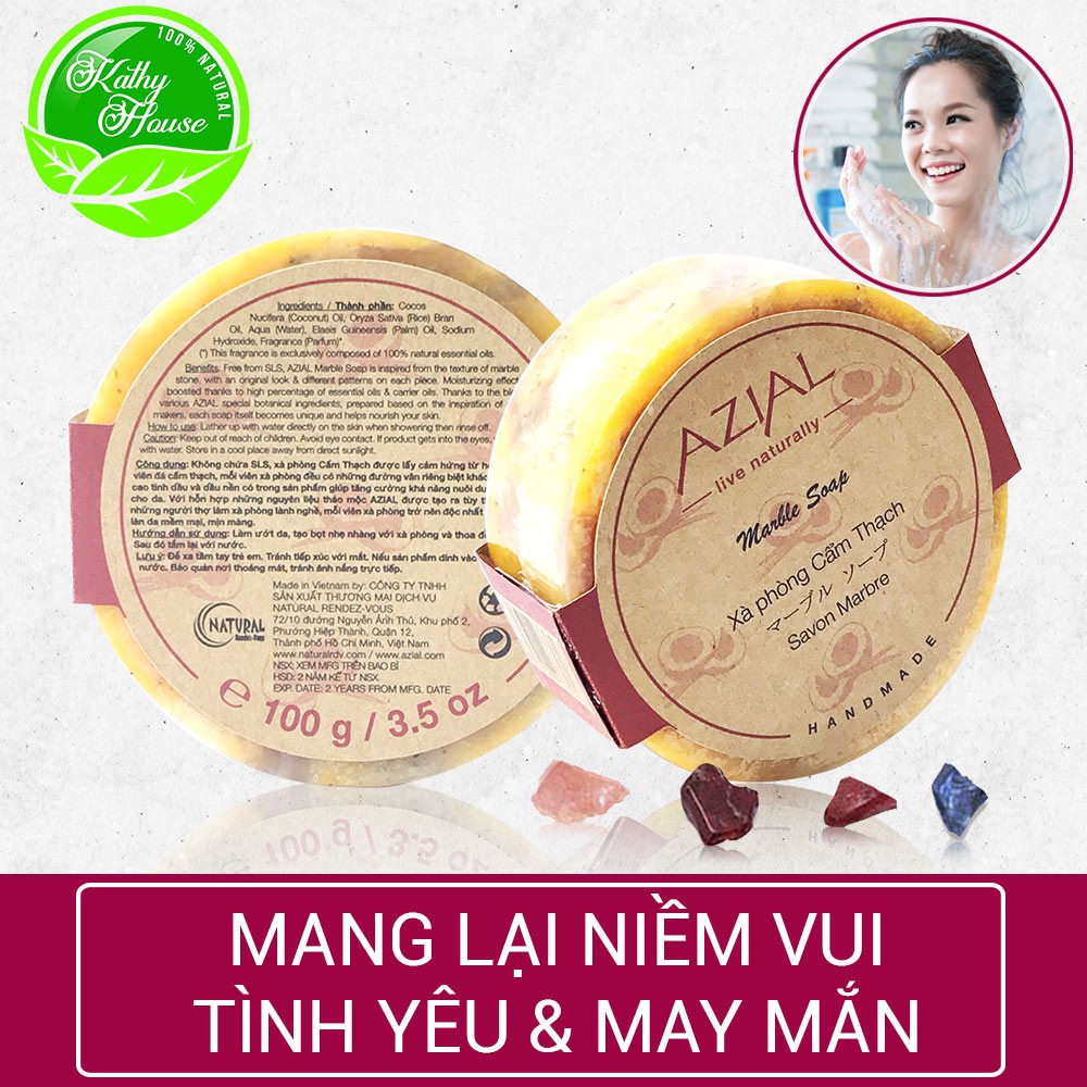 Xà phòng thiên nhiên AZIAL Marble Soap 100g, tẩy tế bào chết, dưỡng ẩm, làm mềm da