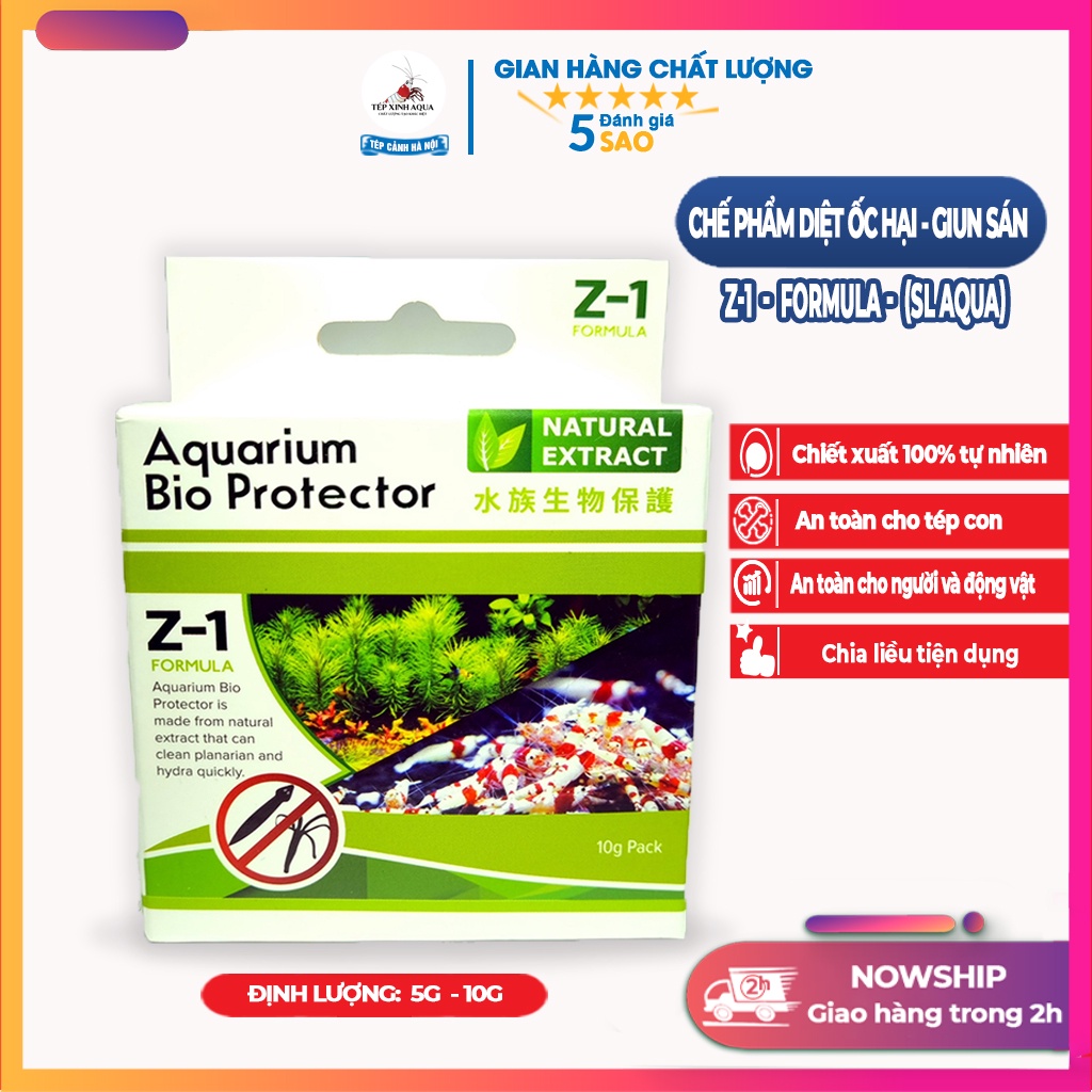 Diệt sán Z-1 Formula - (Z1 SL Aqua) - diệt ốc hại,thủy tức, giun sán trong hồ tép cảnh - Hộp 10g - T