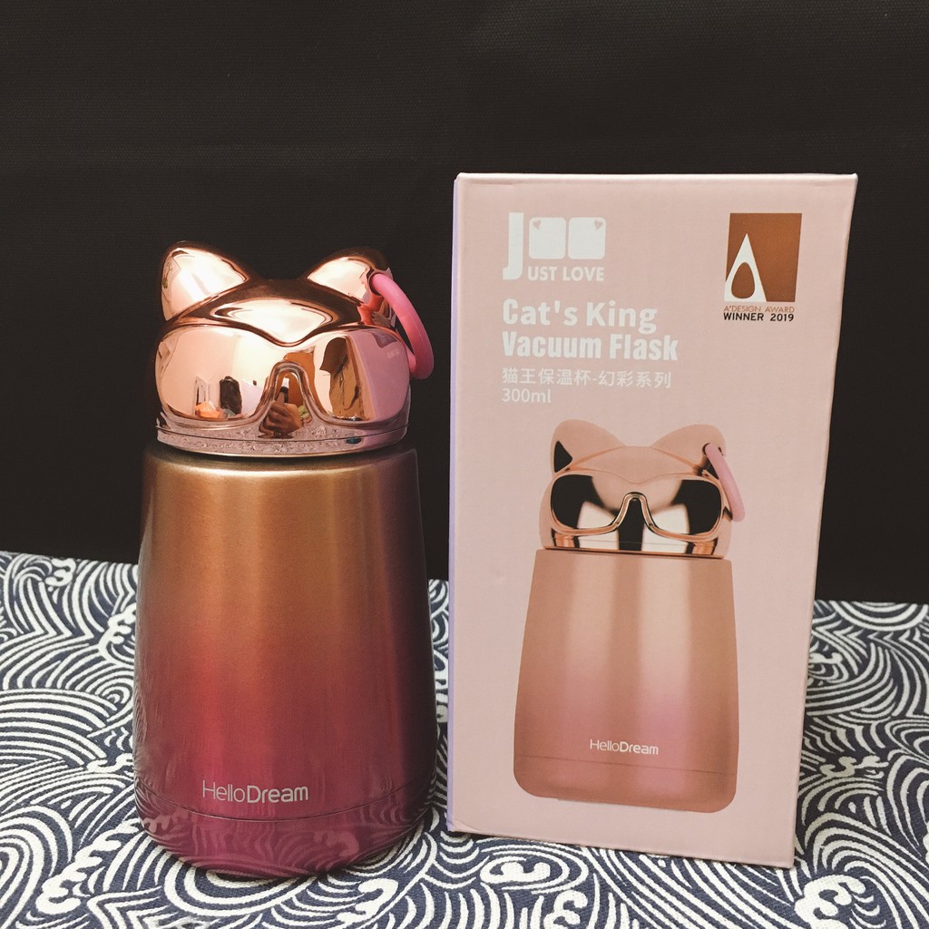 Bình giữ nhiệt tai mèo Cat King Hello Dream dễ thương dung tích 300ml giữ nhiệt đến 8h bình giữ nhiệt inox 304