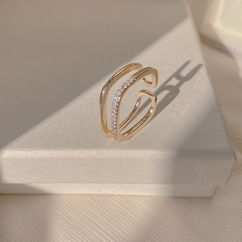 Nhẫn Trang Sức Kiểu Dáng Hình Học Đơn Giản Thời Trang Nhật Hàn