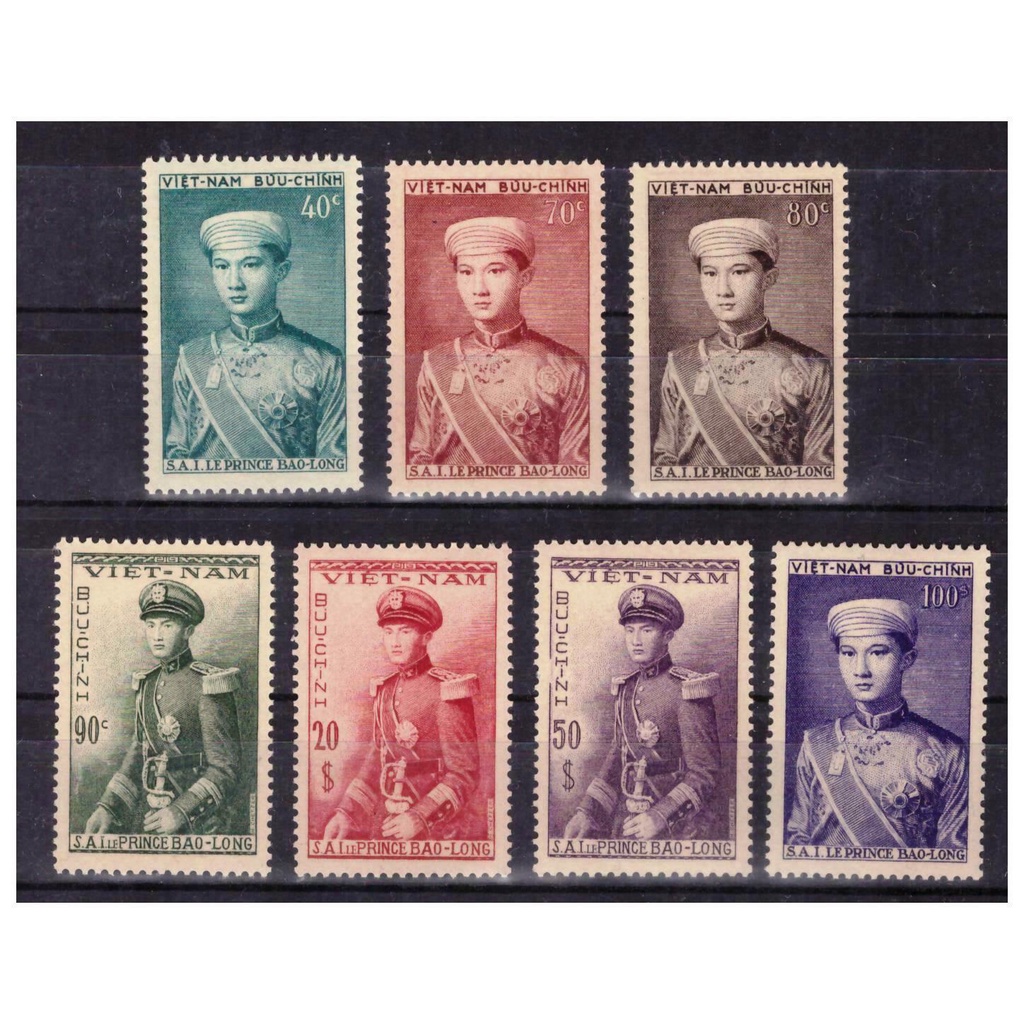 Tem sưu tập Tem Việt Nam Cộng Hòa Hoàng Tử Bảo Long 1954 ( 7 tem )