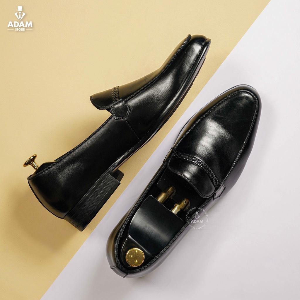 GIÀY DA NAM ADAM STORE ĐEN THỪNG KÉP M1L17D